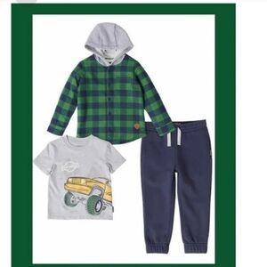 BUFFALO DAVID BITTON BOYS 3 PIECE OUTFIT BRAND NEW WITH TAGS GREEN & NAVY BLU